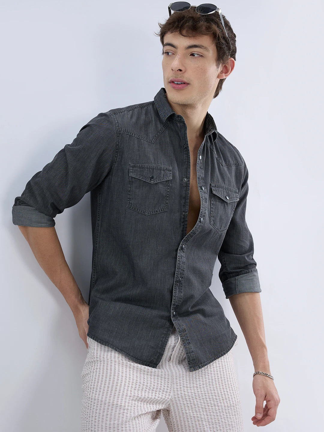 Charcoal Black Twin Pocket Overshirt