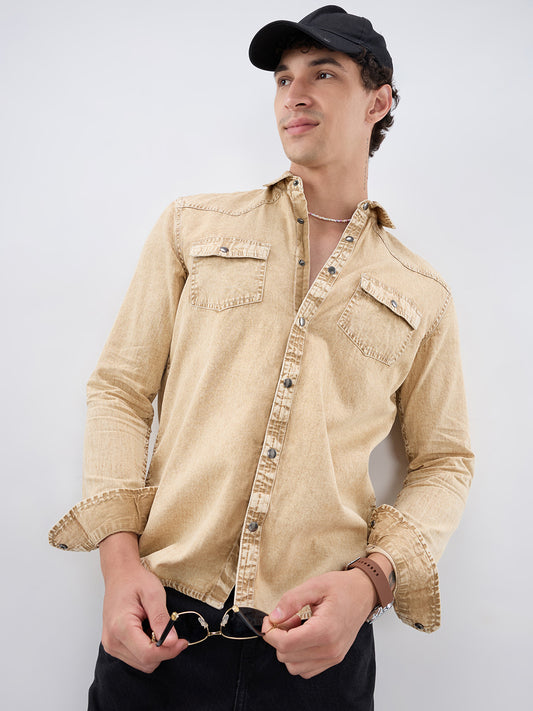 Desert Storm Vintage Acid Wash Double Pocket Shirt