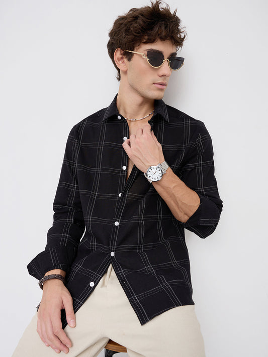 Blackout Contrast Chalkline Checked Shirt