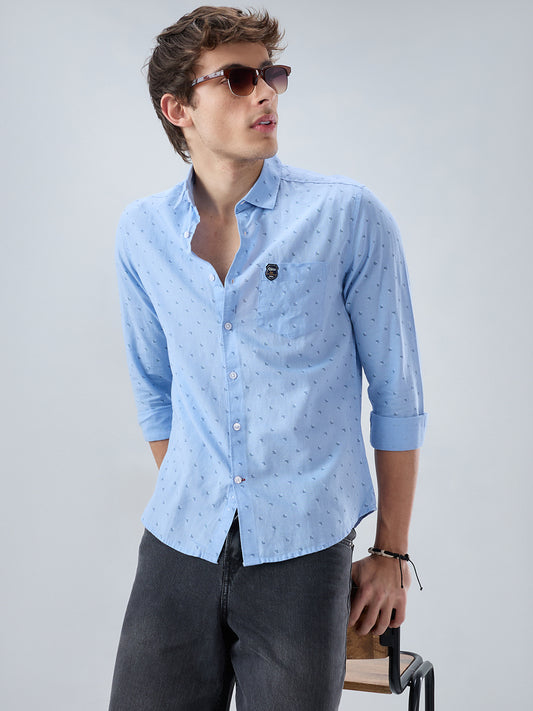 Elegant Blue Printed Everyday Shirt