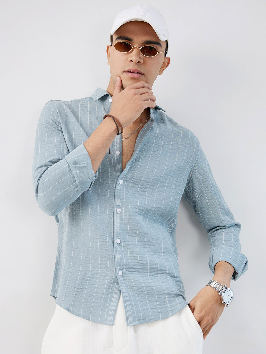 Schmick Dusty Teal Pinstripe Shirt