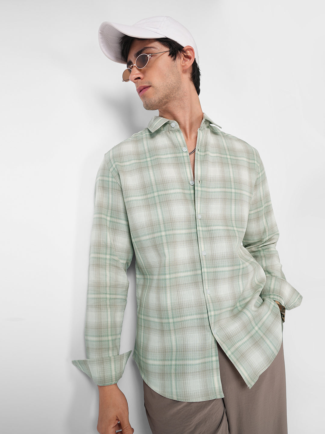 Premium Soft Sage Fine Checks Shirt