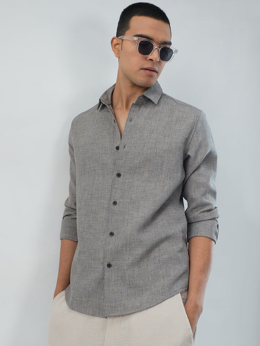 Dim Grey Slub Textured Shirt