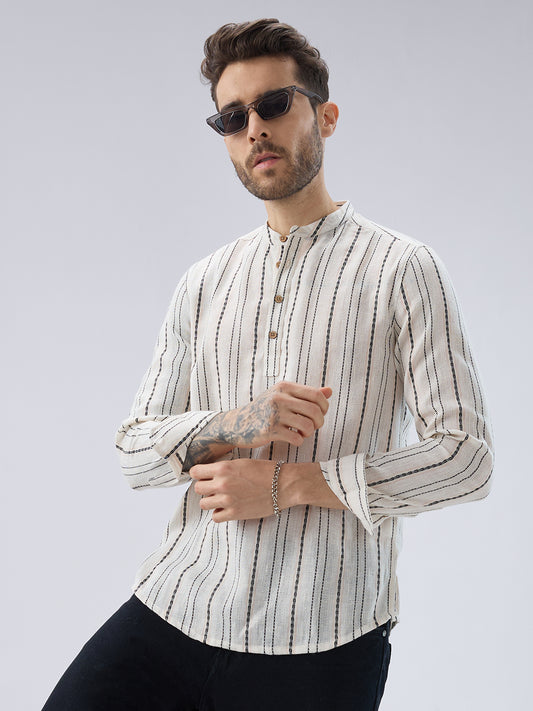 Elegant Ivory Loomed Textured Kurta