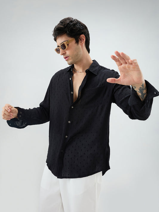 Exquisite Black Dobby Shirt