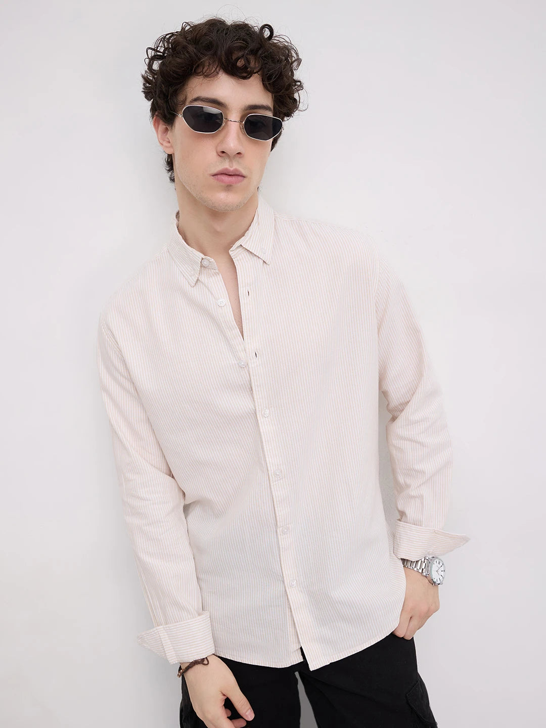 Mellow Yellow Pinstripe Button-Down Collar Shirt