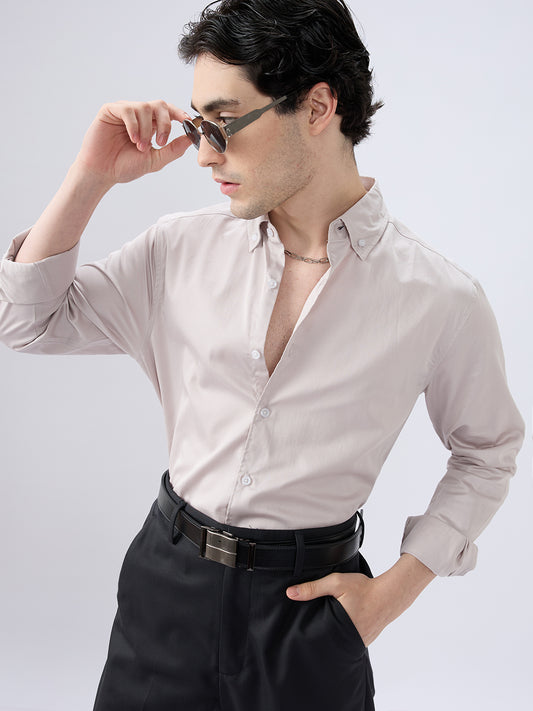 Neutral Grey Edit Satin Shirt