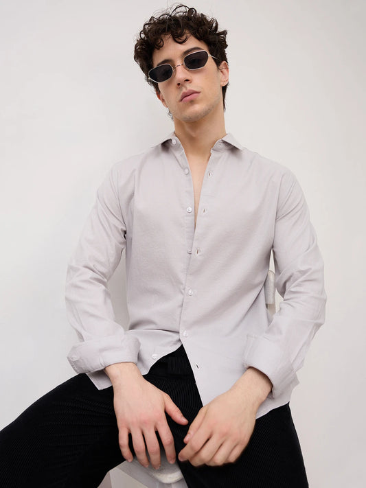 Grey Micro Basket Weave Shirt