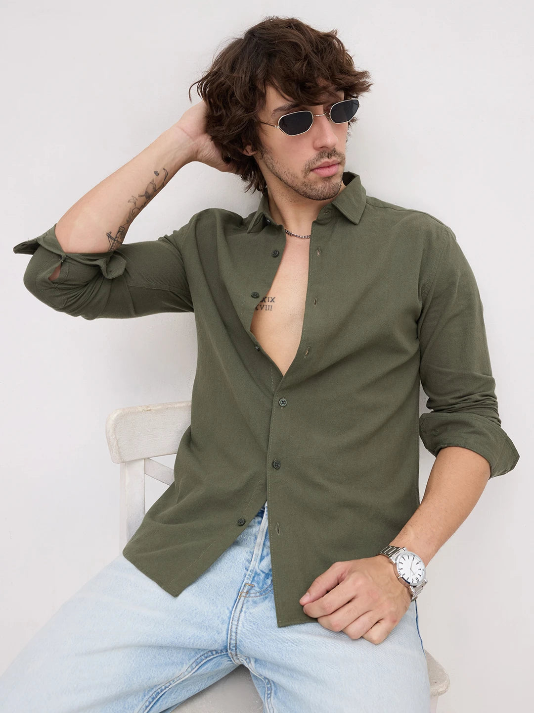 Timeless Solid Moss Green Shirt