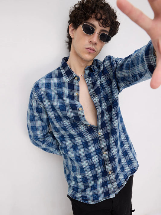Timeless Denim Blue Box Checks Shirt