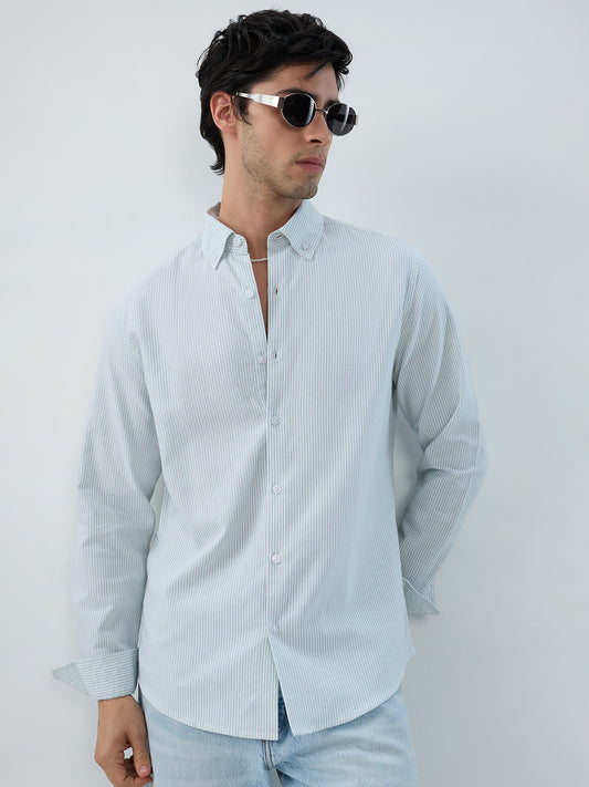 Serene Mint Pinstripe Button-Down Collar Shirt