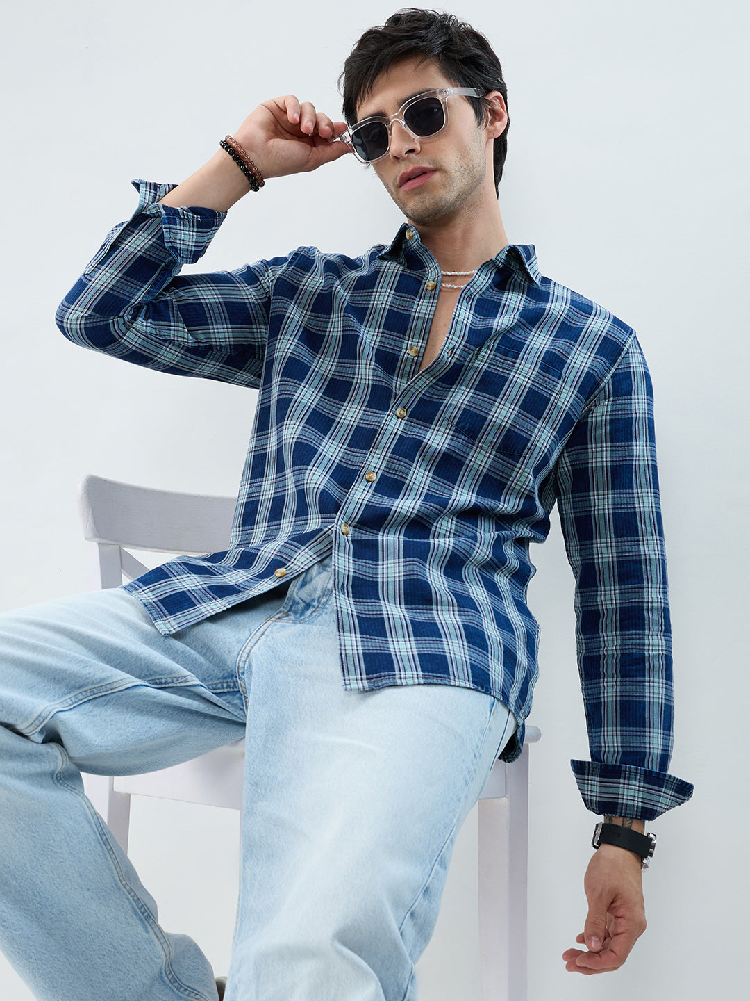 Timeless Denim Blue Box Checks Shirt