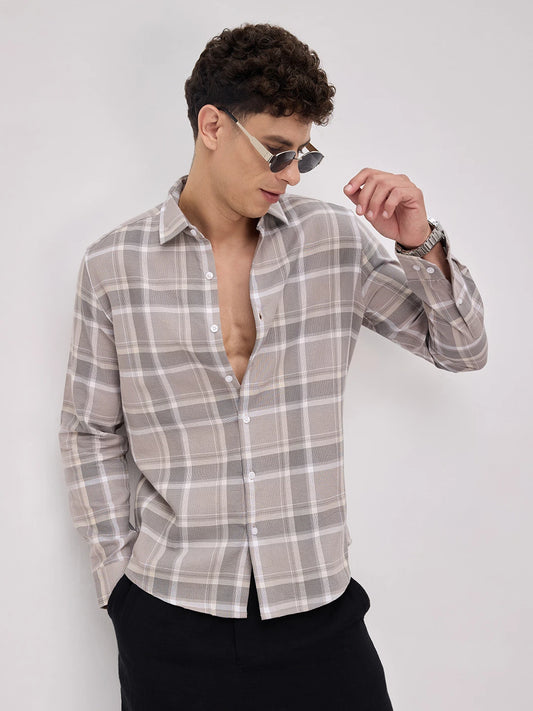 Classic Grey & White Plaid Checks Shirt