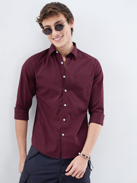 Classic Maroon Poplin Peach Finish Shirt