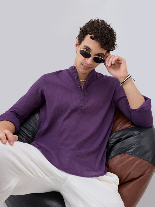 Sheer Luxury Purple Linear Crepe Kurta