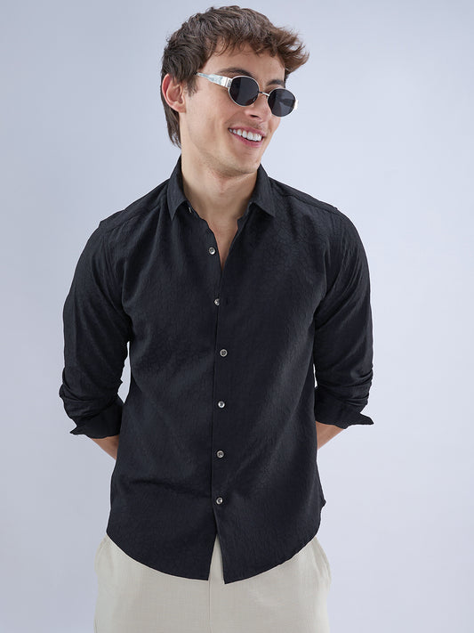 Imperial Jade Black Textured Shirt