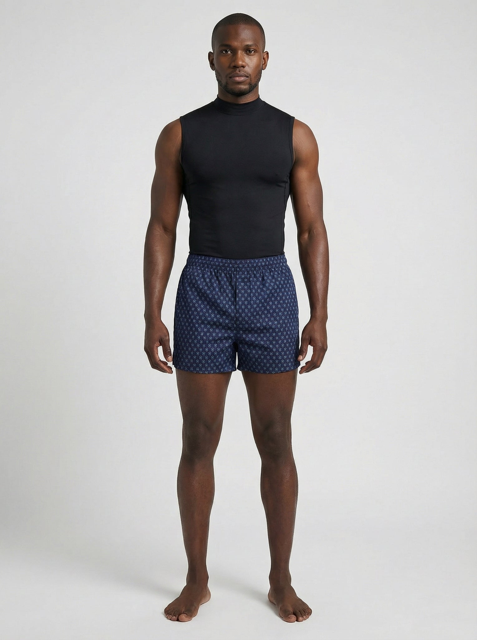 Indigo Dye Geometric & Island Vibe Basketball Print Boxers