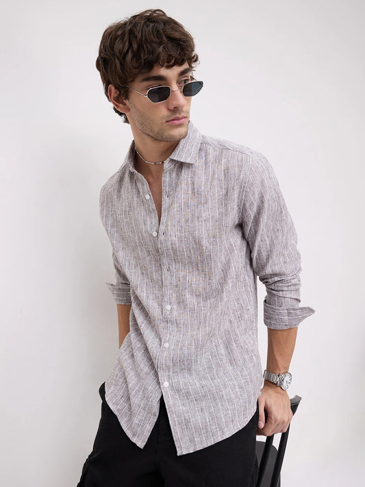 Ash Grey Melange Textured Shirt