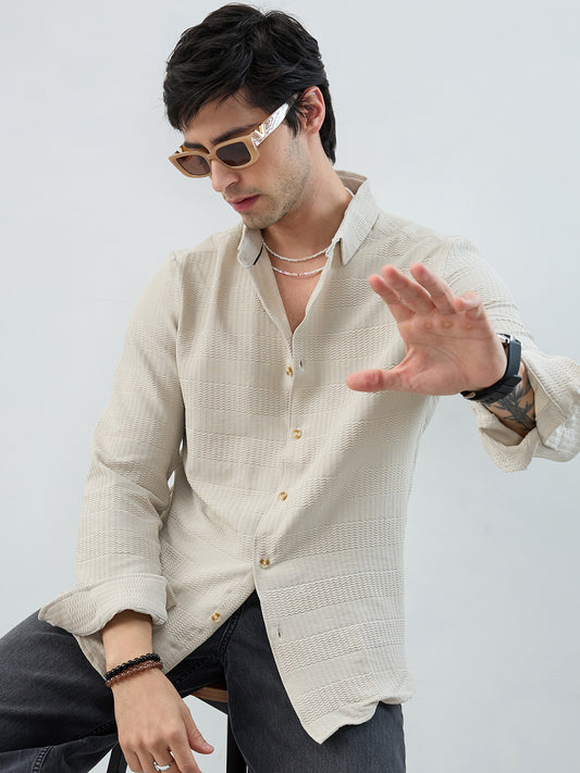 Light Beige Wavy Weave Shirt