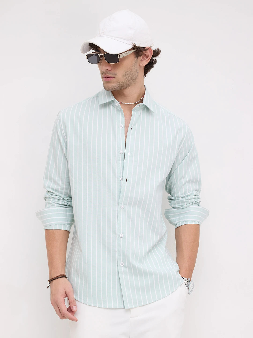 Sage Green Oxford Striped Everyday Shirt