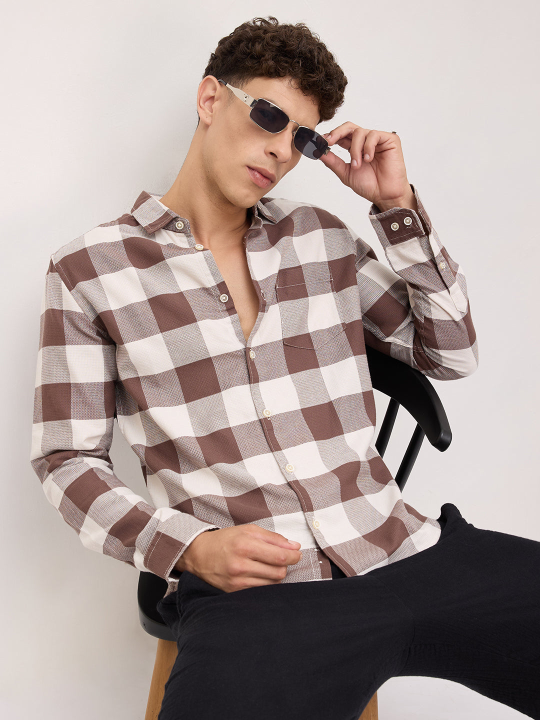 Brown & Ivory Box Checkered Shirt