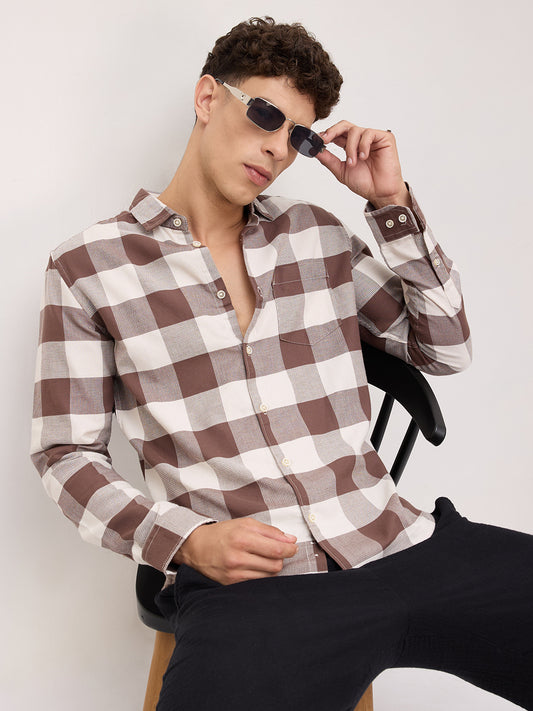 Brown & Ivory Box Checkered Shirt