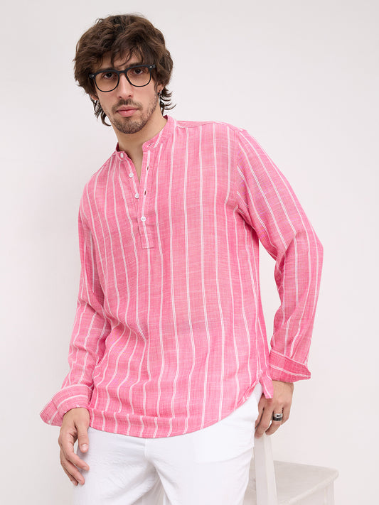 Romantic Rose Pink Striped Kurta
