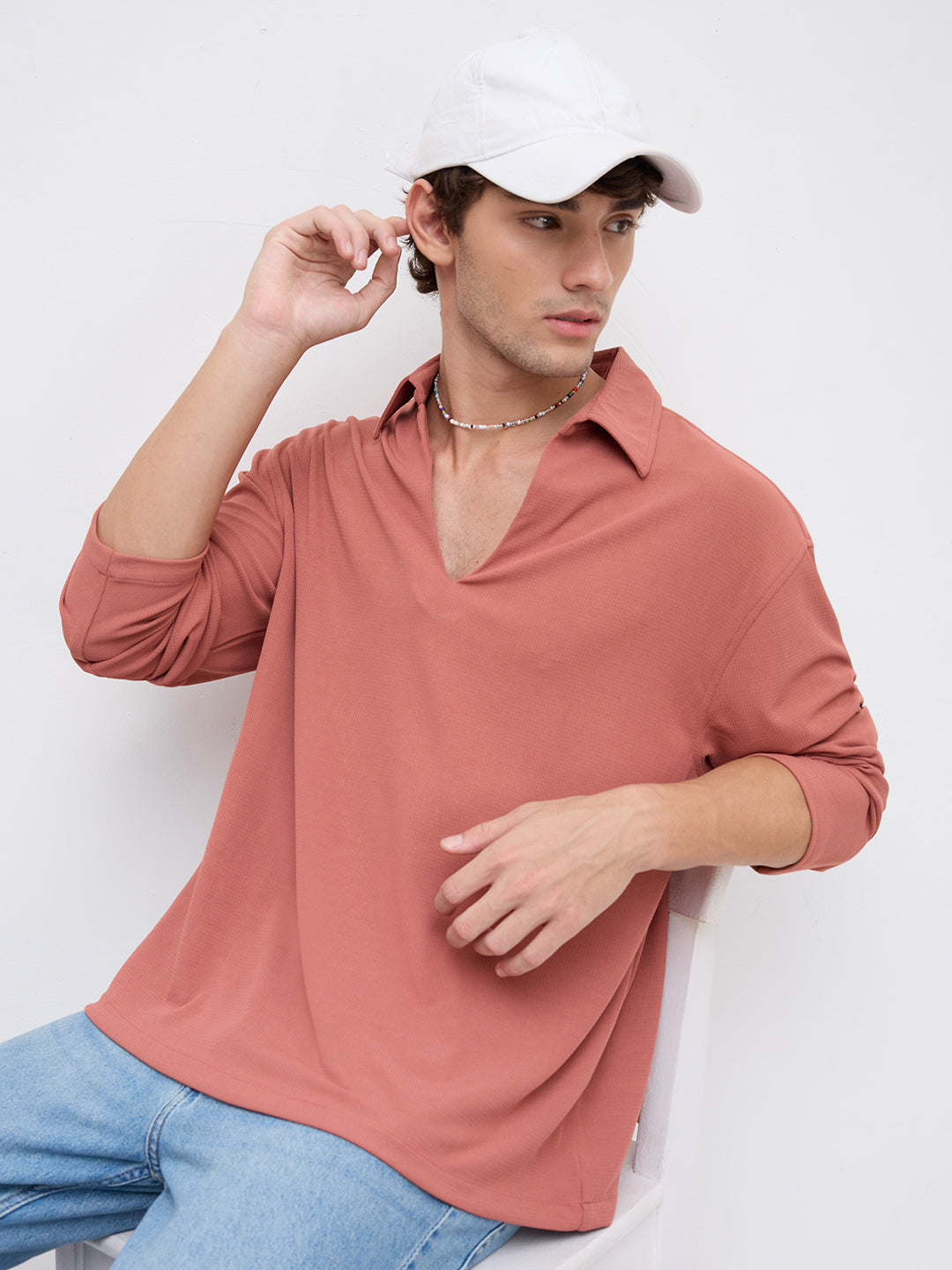 Rustique Ridge Oversized Knitted Polo Shirt