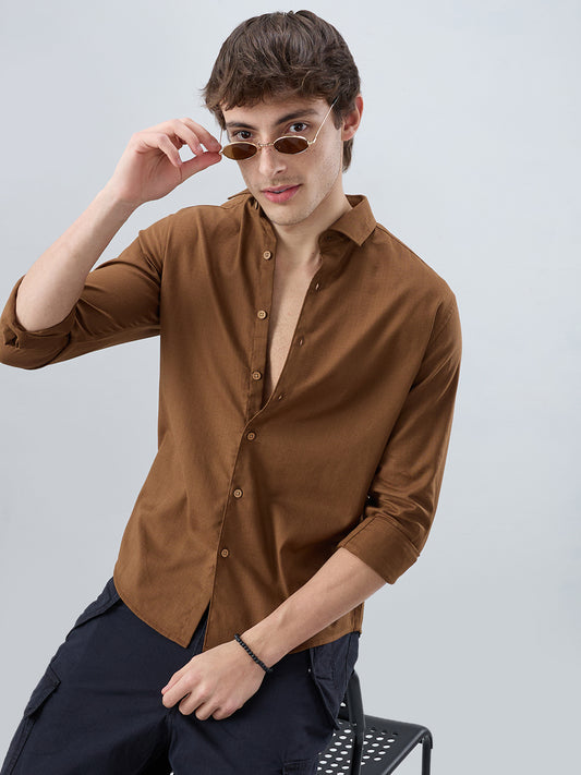 Deep Brown Dense Weave Shirt