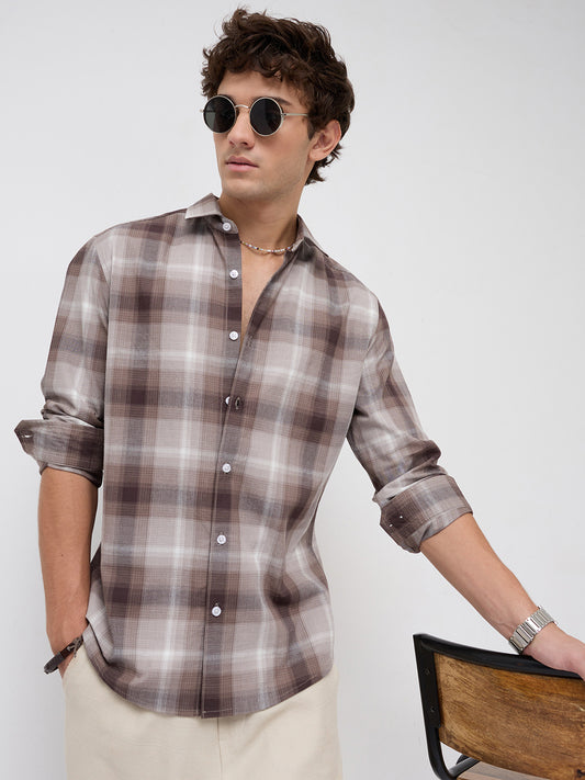 Timeless Cocoa Brown Shadow Checks Shirt