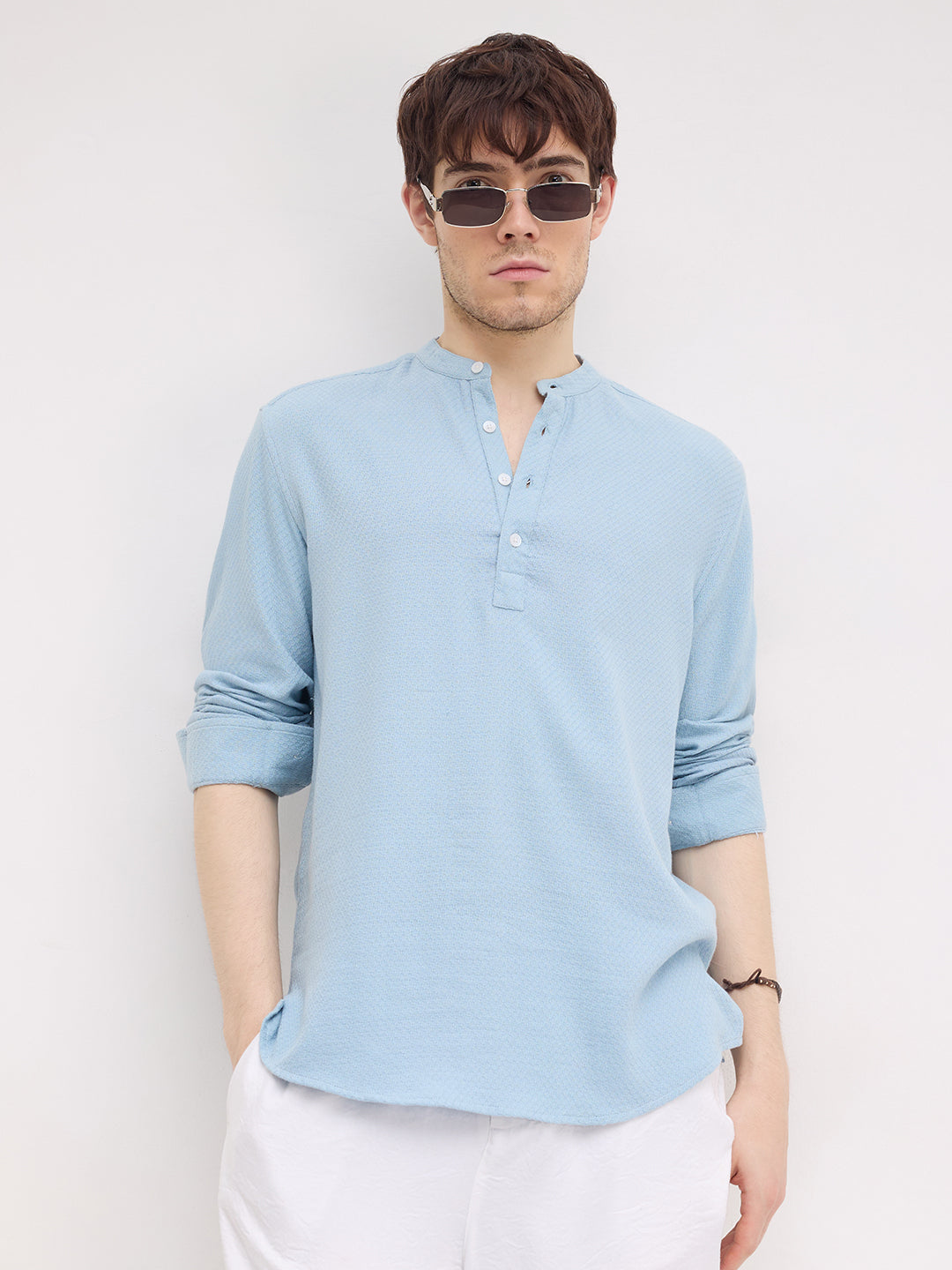 Morning Blues Artisan Weave Kurta