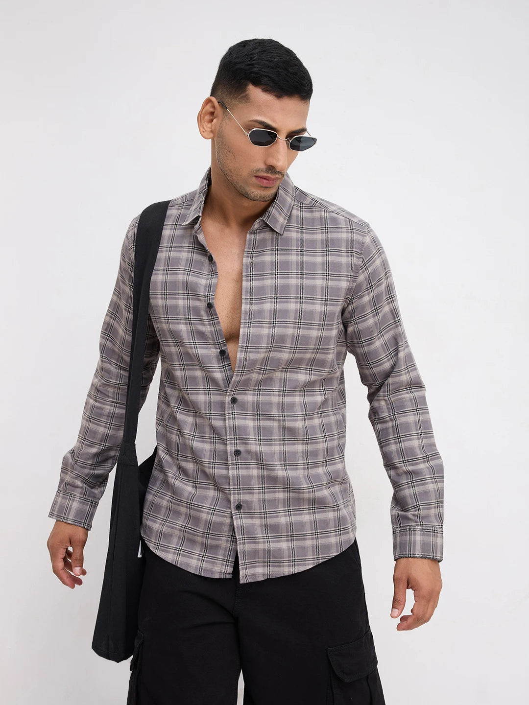 Smokey Ashline Monochrome Vibe Checked Shirt