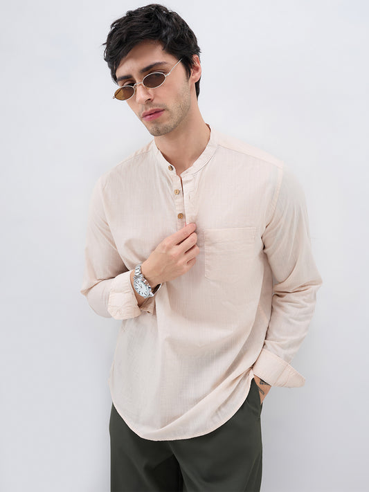 Alabaster Cream Slub Textured Kurta