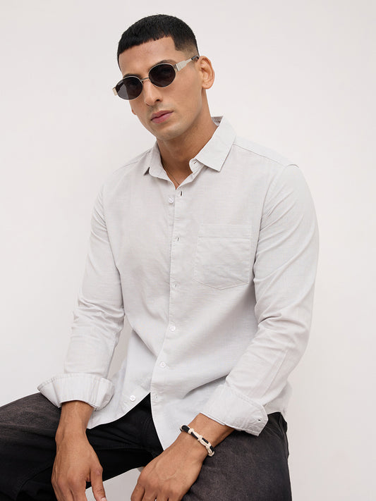 Trendy Pastel Grey Fine Textured Shirt