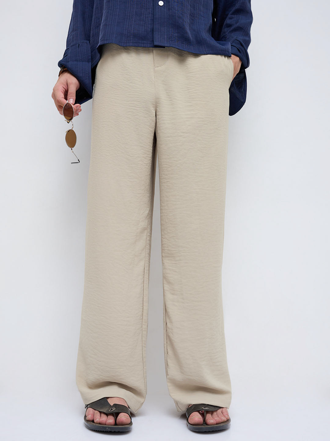 Squelchy Dusty Beige Wide Leg Trousers