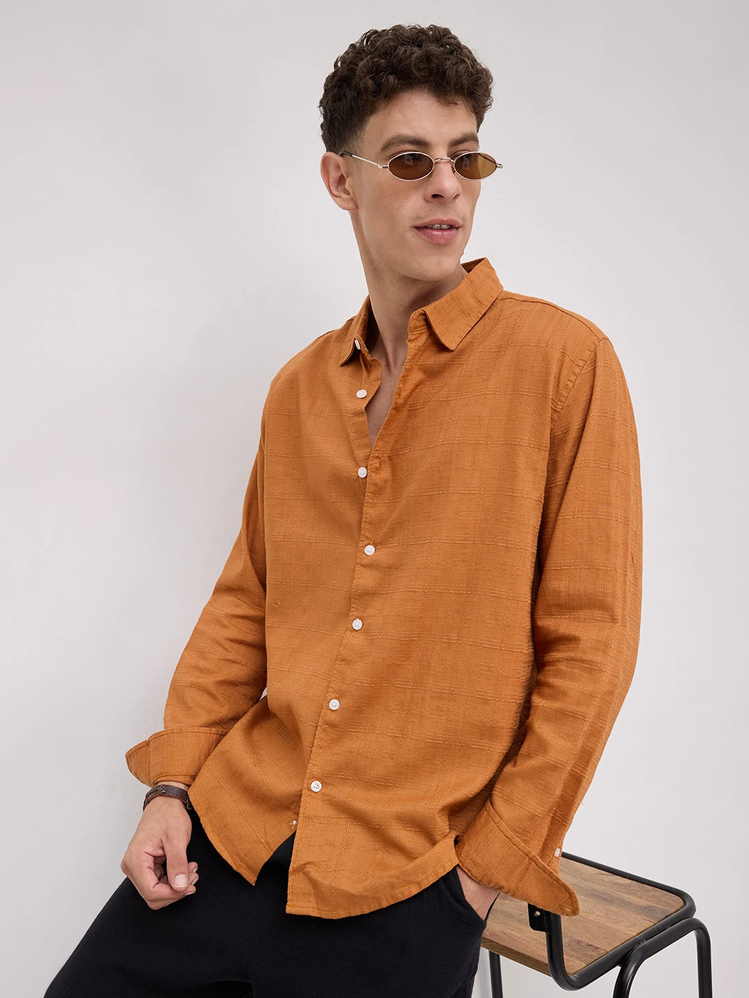 Antique Rust Fine Weave Textured Shirt