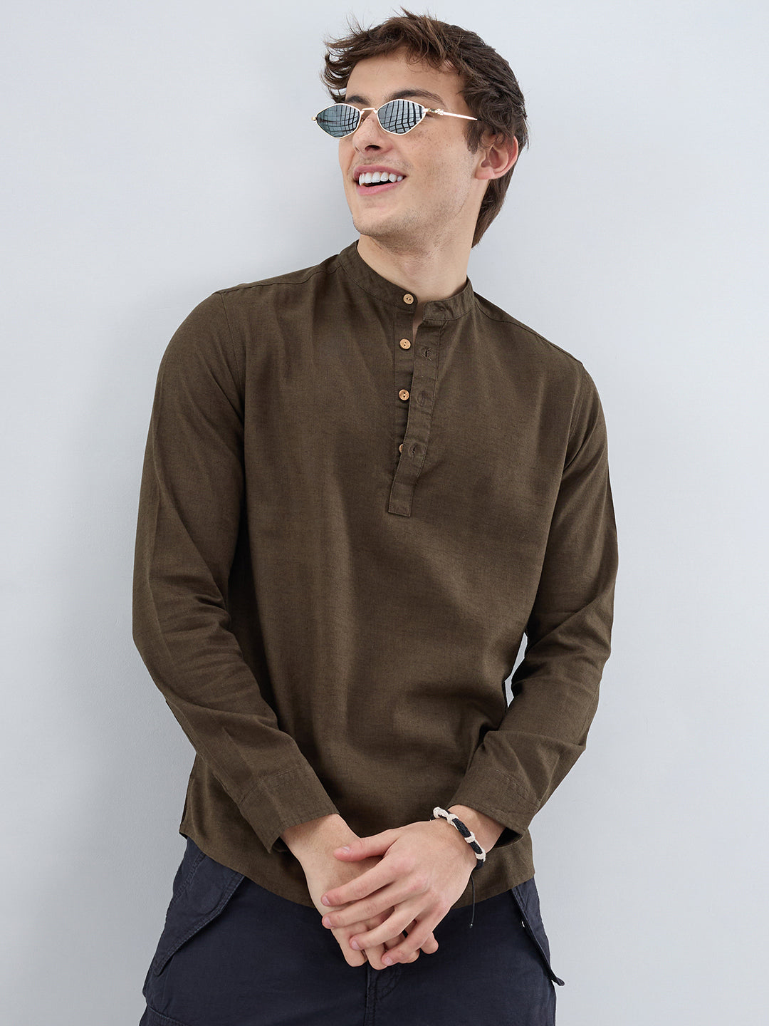 Premium Olive Green Linen Blend Kurta