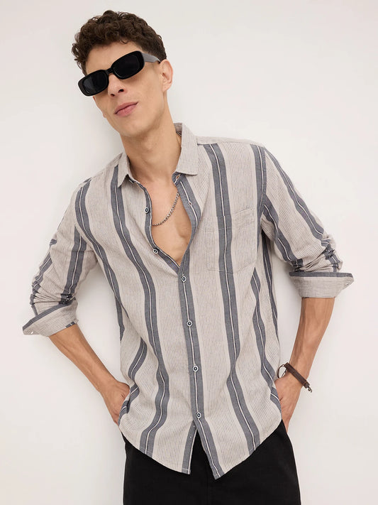 Grey Slateway Striped Shirt