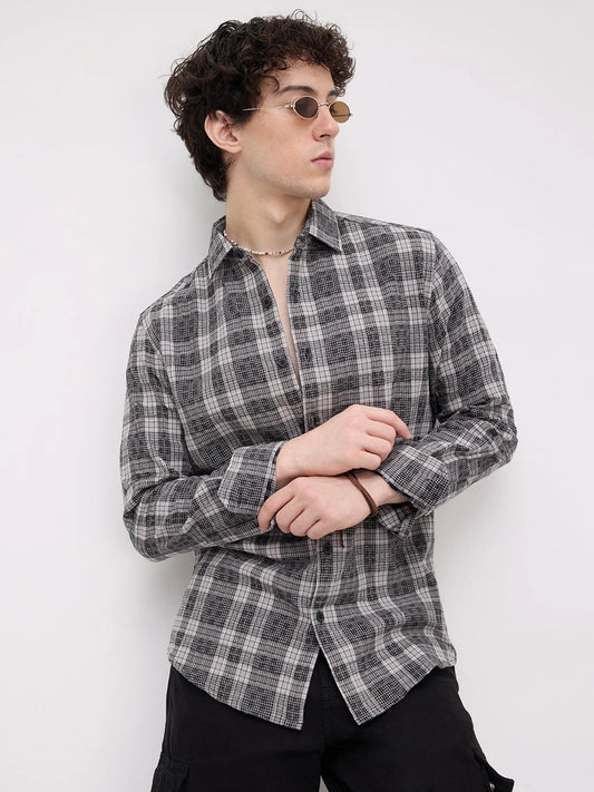 Heritage Charcoal Grey & Black Plaid Checks Shirt