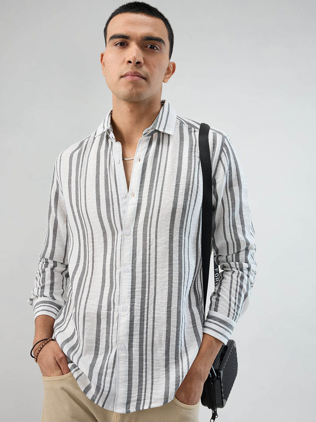 Timeless Monochrome Vertical Striped Shirt