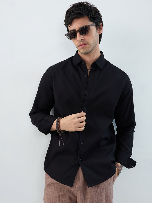 Timeless Black Subtle Emboss Essential Shirt