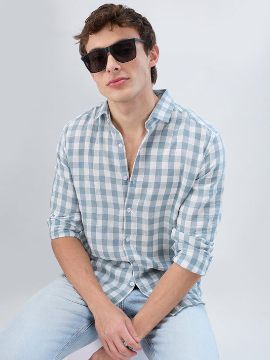 Slate Blue Gingham Checks Shirt