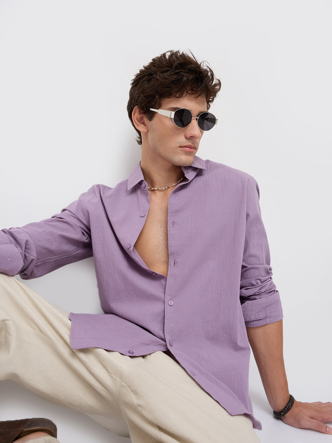Heather Purple Fine Textured Shirt