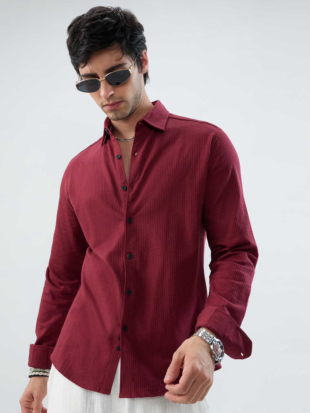 Maroon Jacquard Workday Edit Knit Shirt