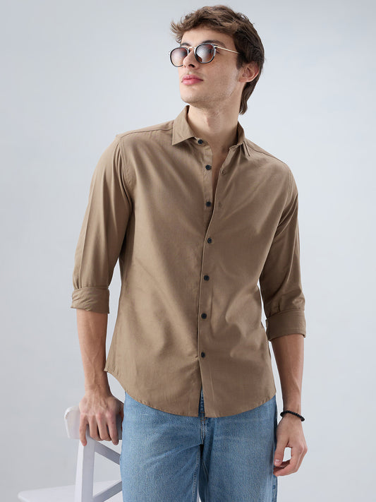 Luxe Olive Brown Oxford Shirt