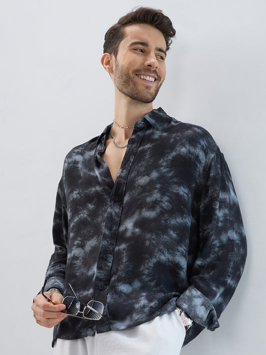 Midnight Mist Tie-Dye Boxy Fit Crop Shirt