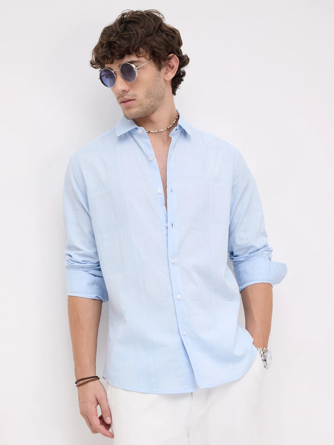 Ice Mist Micro Grid Weave Shirt