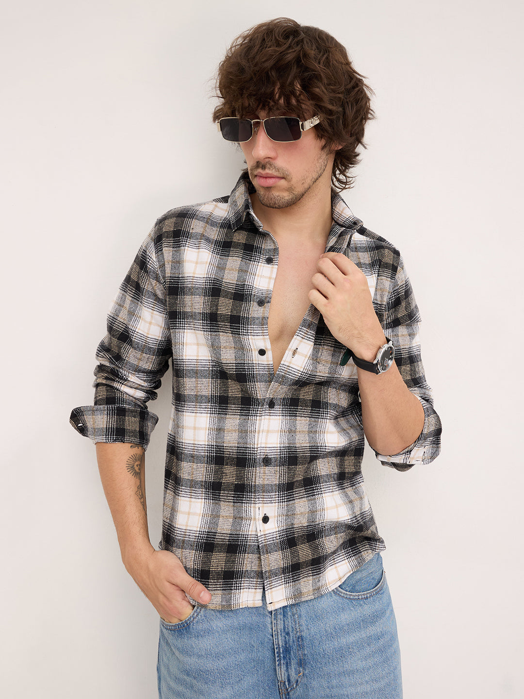 Multicolor Plaid Checks Flannel Shirt