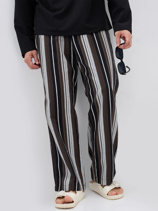 Classic Retro Contrast Striped Straight Fit Trousers