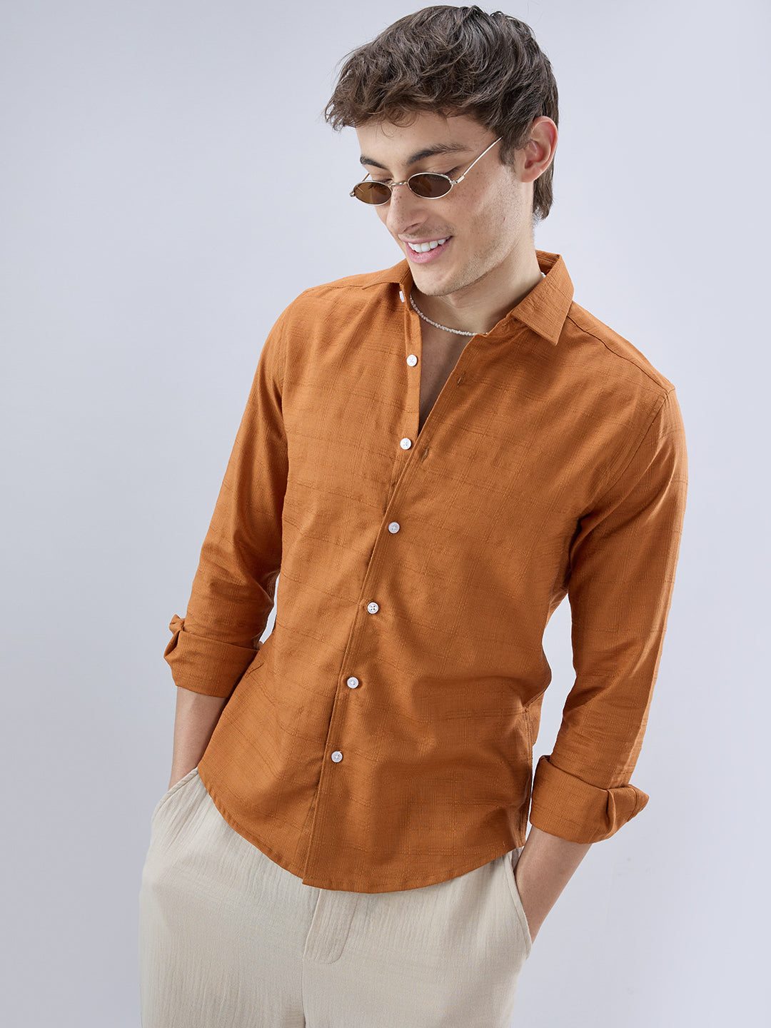 Antique Rust Fine Weave Textured Shirt